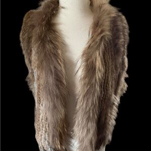 RADZOLI soft Rabbit Fur Brown coat jacket Vest women’s Small